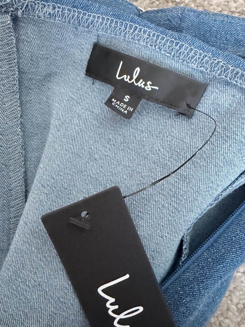 NWT Lulu's CONSIDERED CHARISMA Blue Denim Look Bustier Mini Dress Small - Picture 10 of 11